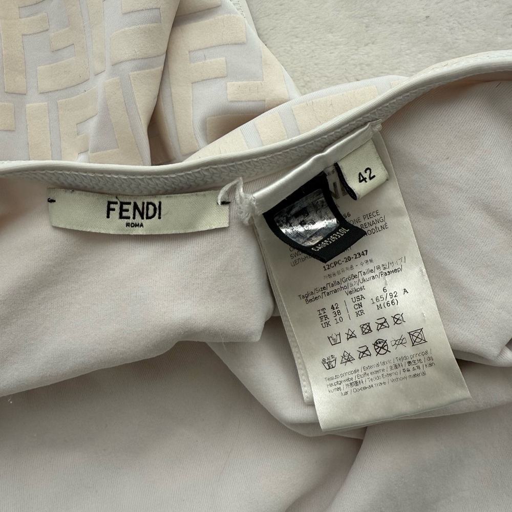 Fendi FF Raised Motif One Piece Bathing Suit in White Cream IT 42 US 6 Designer - Picture 6 of 14